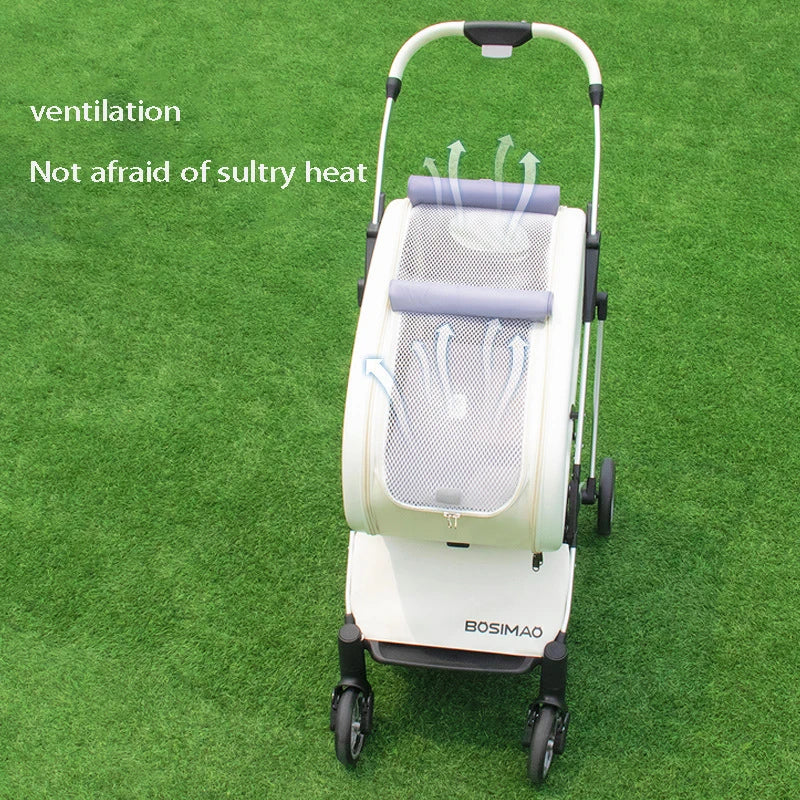 Fashionable Pet Dog Cats Four Wheeled Cart Lightweight Foldable Separable When Going Out Small Medium-Sized Pets Dog Stroller - Korvel
