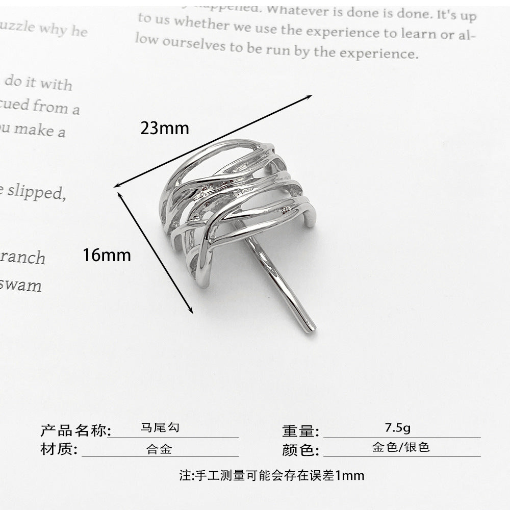 Japanese and Korean headdress accessories hairpins fashionable and simple small fresh ponytail hairpins for girls metal high-grade hair hooks and hair buckles - Korvel