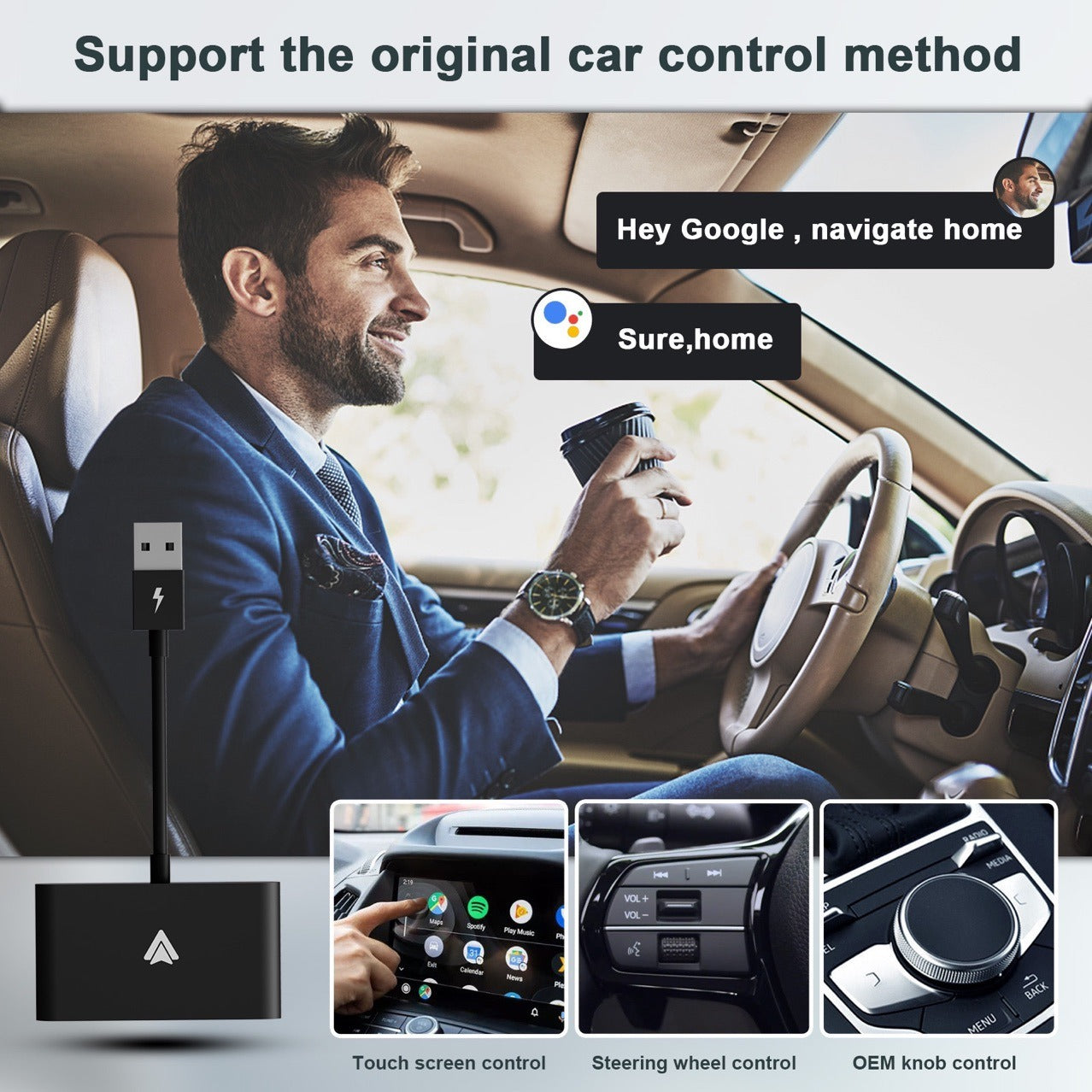 Adaptateur Android Auto filaire à sans fil pour Apple CarPlay