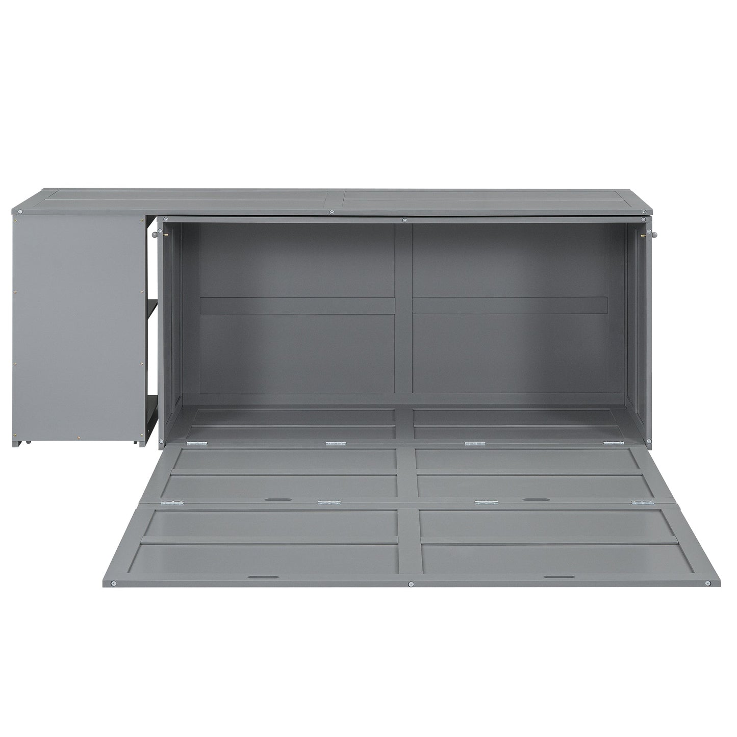 Queen Size Murphy Bed with Rotable Desk  Gray - Korvel