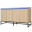 Engraved 4-door side panel with LED, self-service cabinet storage cabinet, modern coffee bar cabinet with adjustable shelves - Korvel
