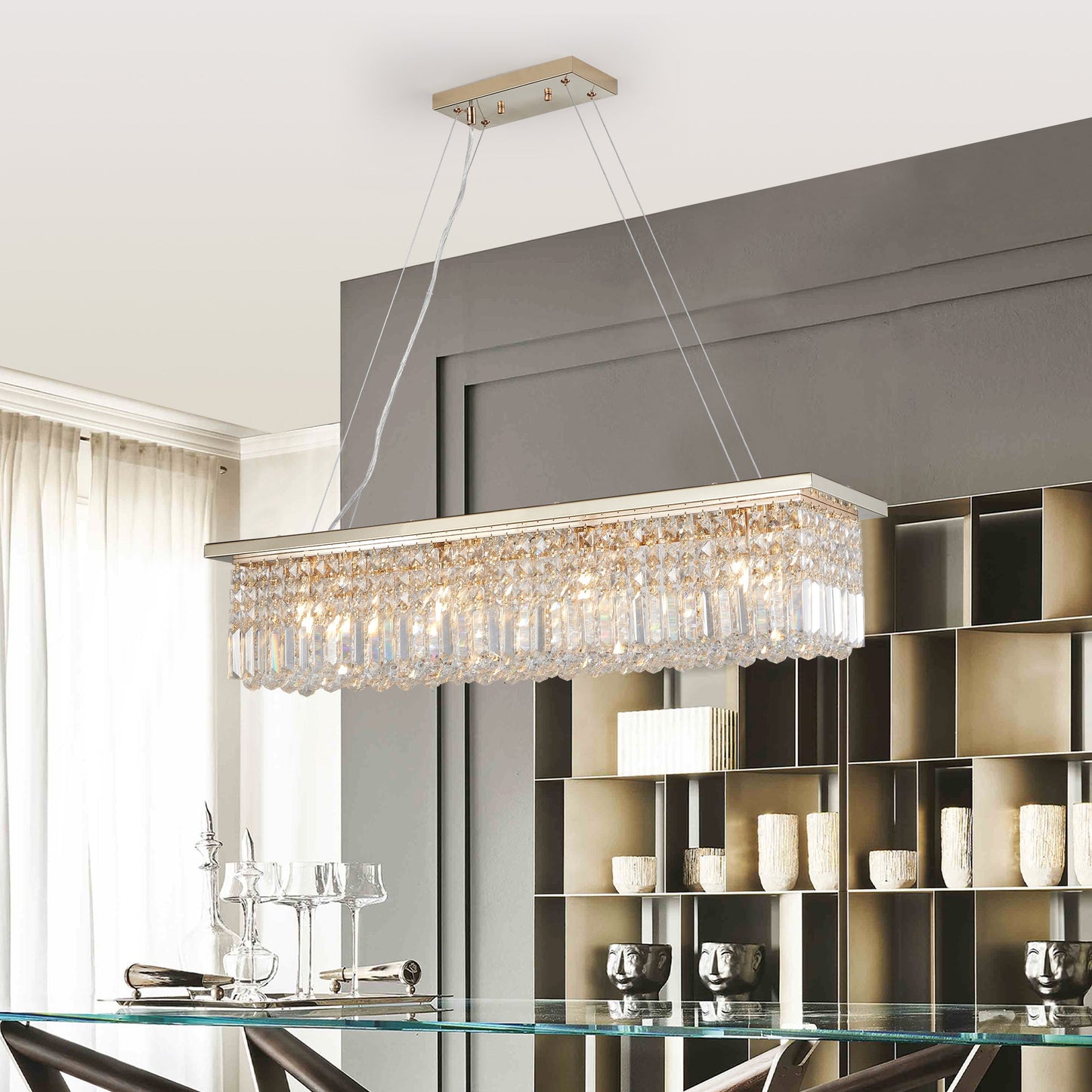 Elegant Gold Crystal Chandelier for Dining Room