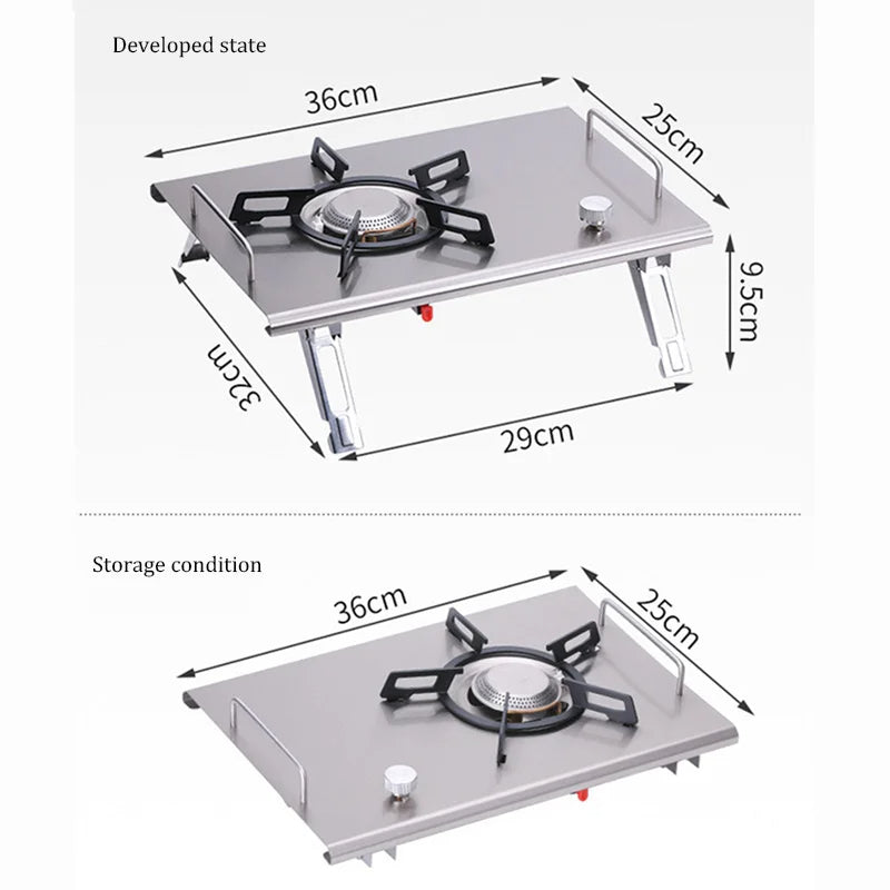 Camping Gas Stove Foldable IGT Gas Stove 4000W Stainless Steel Camping Table Stove Portable Outdoor Picnic Desktop Furnace - Korvel