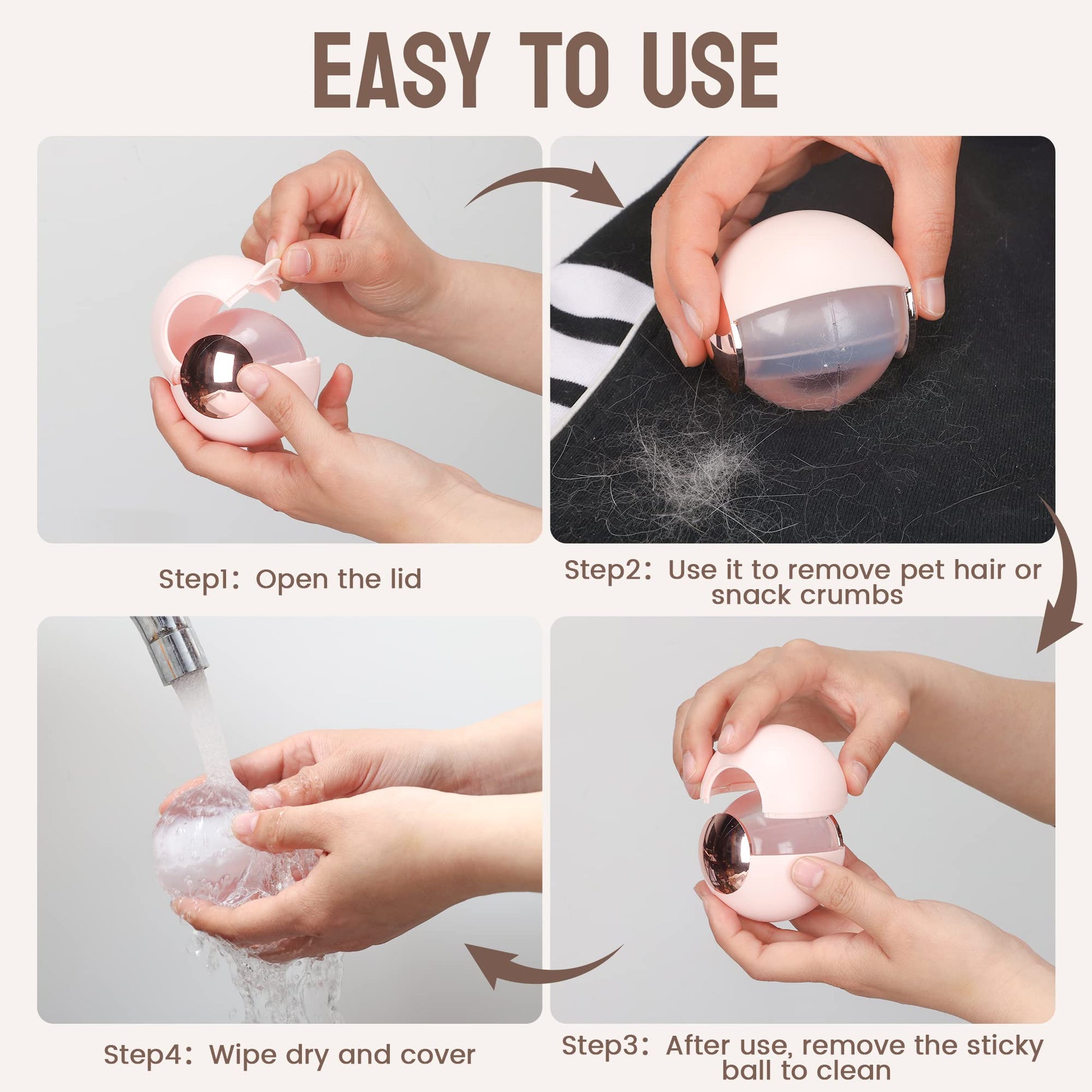 Light luxury and portable clothing hair sticking and brushing machine, washable with cover, business hair remover - Korvel
