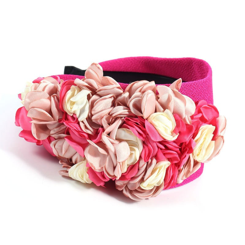 Fashionable design side three-dimensional flower handmade fabric headband headband - Korvel