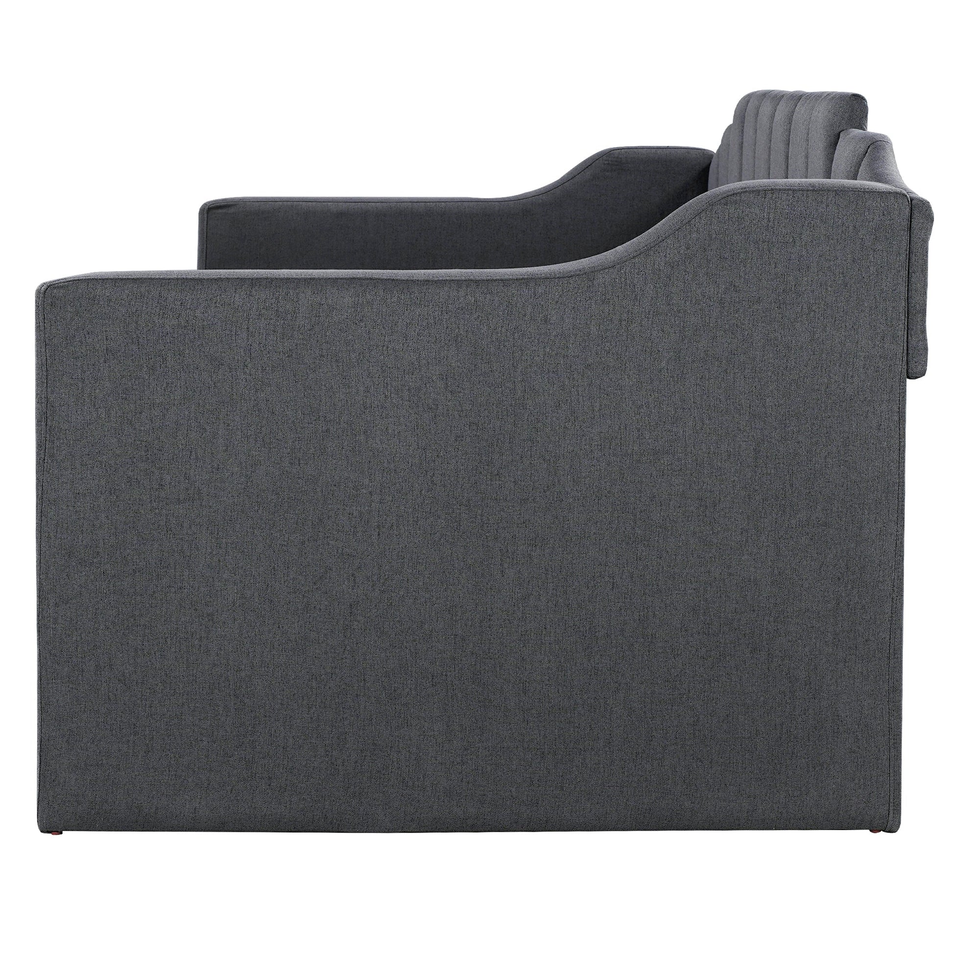 Upholstered Twin Daybed with Trundle Black - Korvel