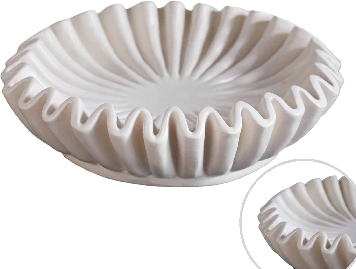 Groove lotus leaf edge decorative bowl - living room style coffee table bookshelf desktop style home retro decoration - Korvel