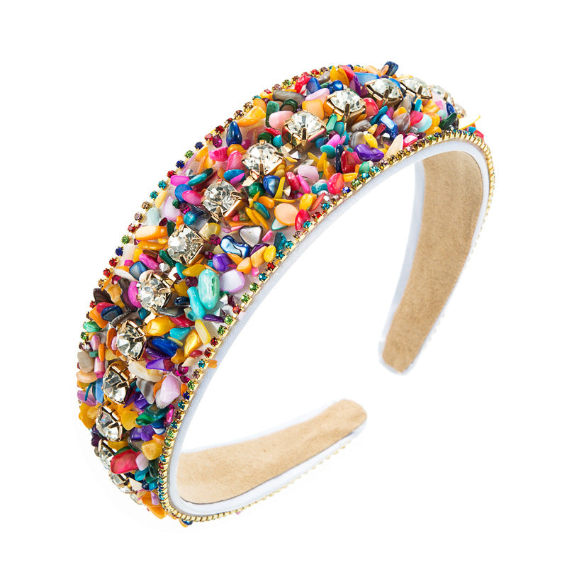 Colorful Turquoise Diamond Wide Edge Headband Set