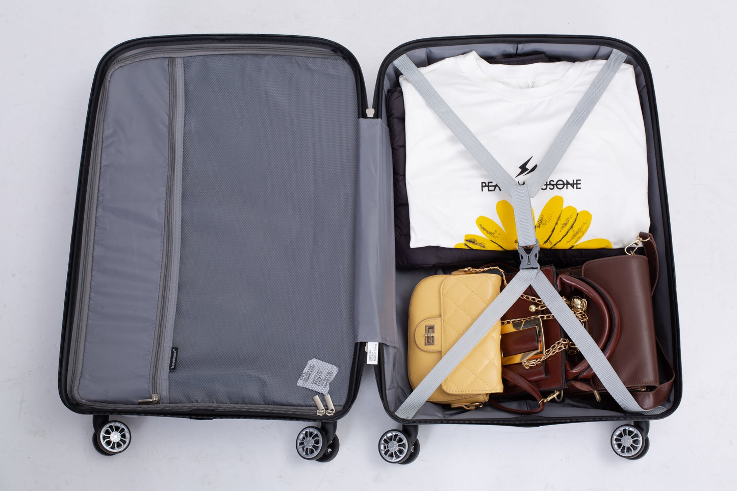 Hardshell Suitcase Spinner Wheels PP Luggage Sets Lightweight Durable Suitcase with TSA Lock,3-Piece Set (20/24/28) ,Silver - Korvel