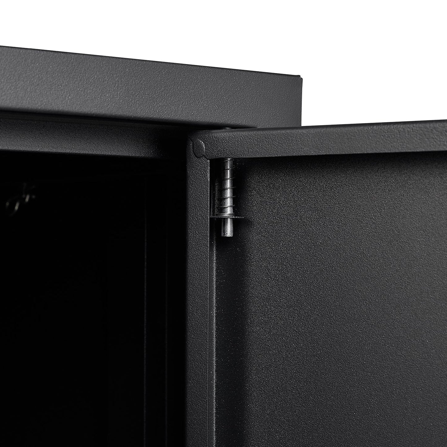 Metal storage cabinet with locked door and adjustable shelf foldable storage cabinet black - Korvel