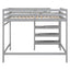 Full Size Loft Bed with Built-in Storage Staircase and Hanger for Clothes, Gray - Korvel