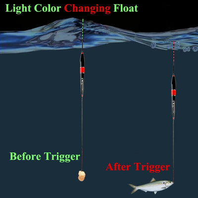 Smart Fishing Float Bite Alarm Fish Bite Bait LED Light Color Change Automatic Night Electronic Changing Buoy Strike Intelligent - Korvel