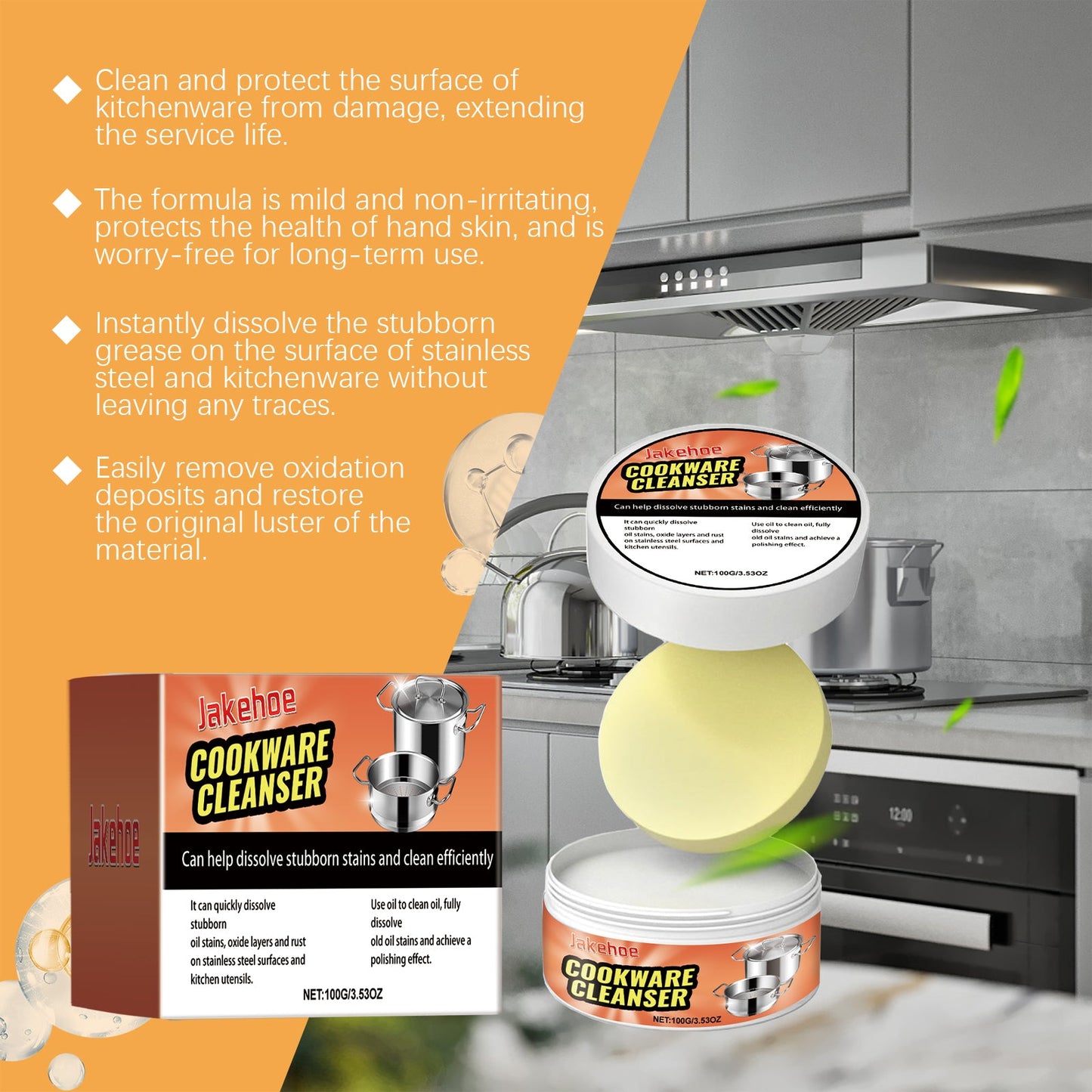 Cookware Cleaning Cream Stainless Steel Kitchen Pots Clean Rust, Stain And Fragrance Cleaning Cream - Korvel