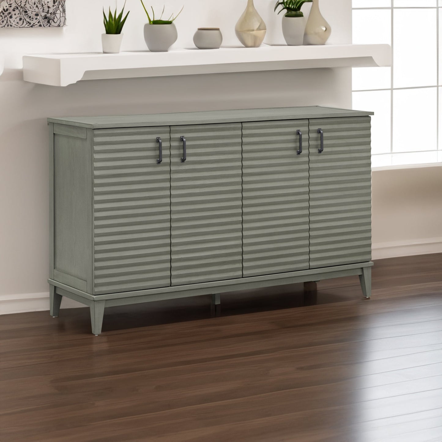 Buffet de rangement TREXM gris antique à 4 portes avec étagères réglables