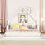Full Size Wood Floor Bed with House-shaped Headboard  White - Korvel