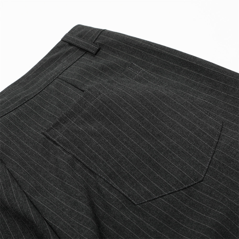 Vertical Striped Casual Trousers Men's Dress Pants Fashion Design Pleated Draped Cool Loose Straight Wide-Leg Long Pants - Korvel