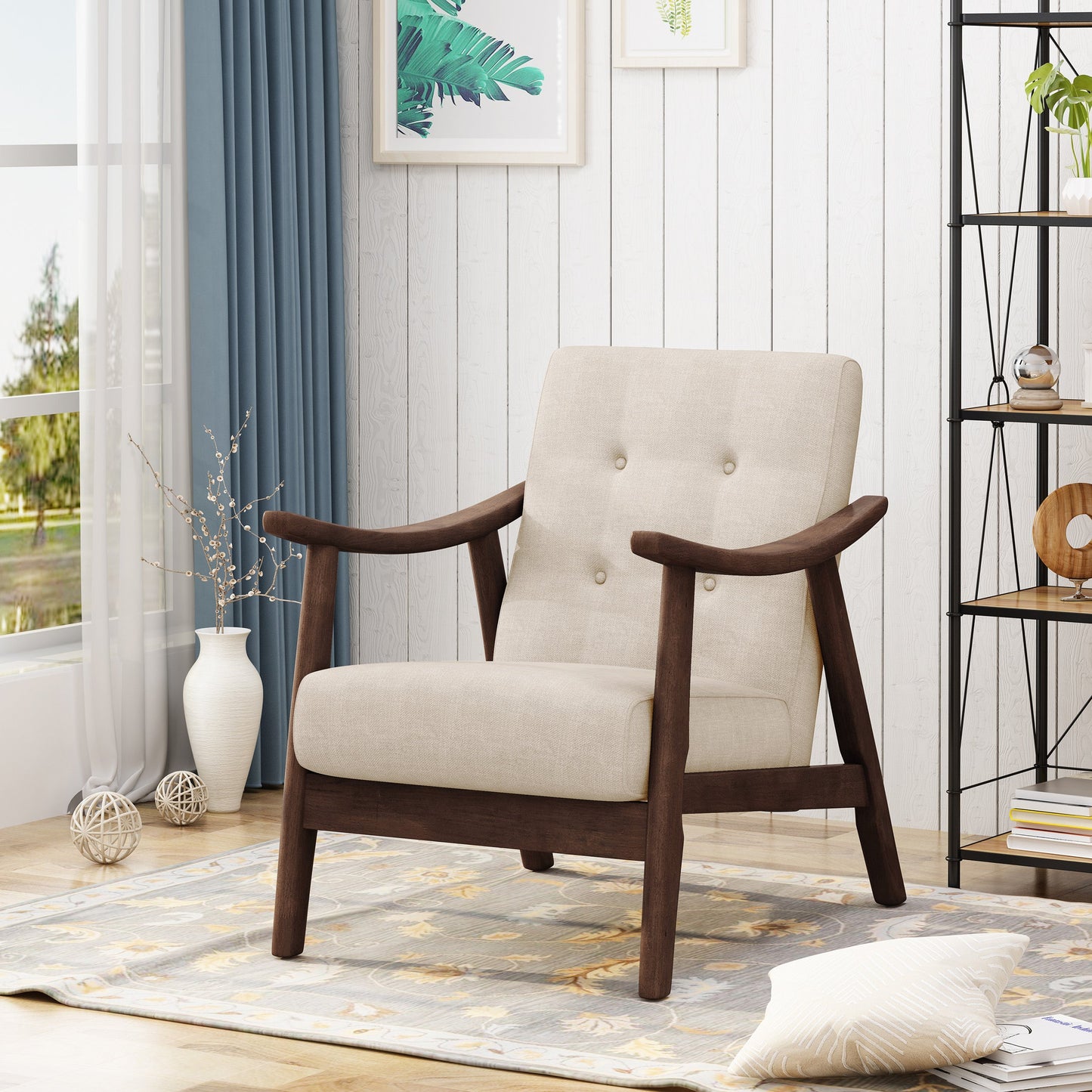 Elegant One-Seater Sofa in Beige