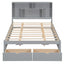 Elegant Queen Size Platform Bed with Storage Headboard, Gray