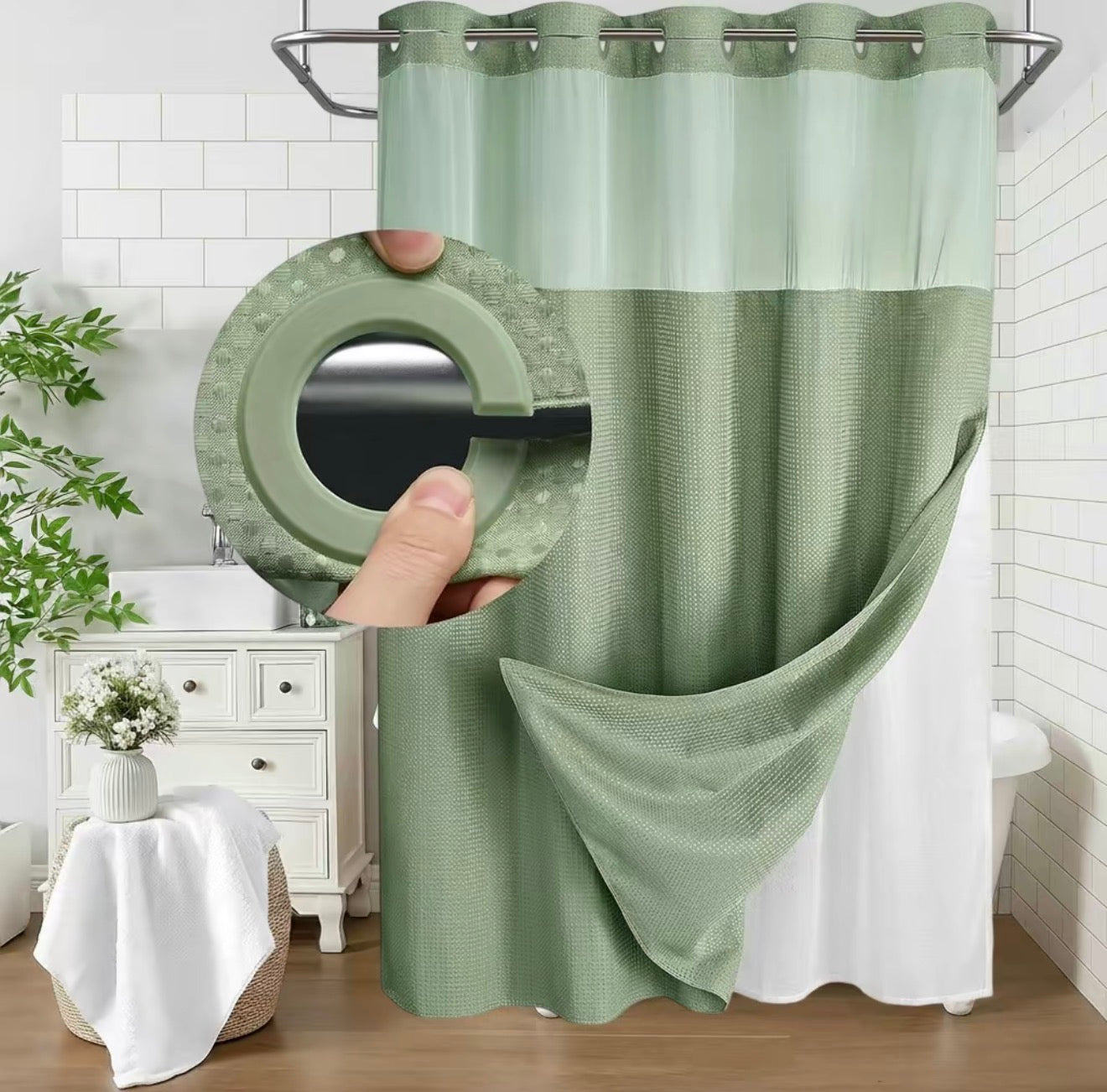 Rideau de douche à double couche SnapLiner