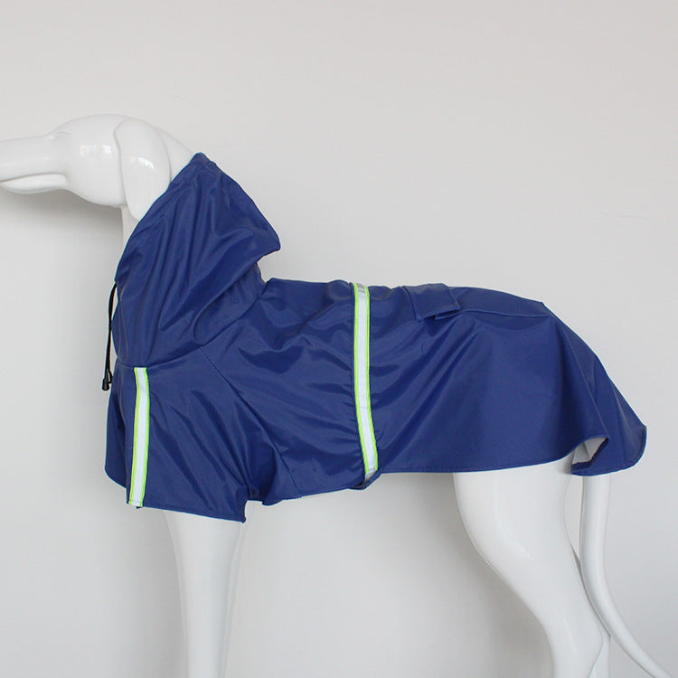 Large Dog Raincoat - Poncho Style Reflective Strip Pet Raincoat Windproof Waterproof Dog Hooded Raincoat - Korvel