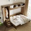 Full Size Murphy Bed with Wardrobe, Drawers and Open Shelves, Antique Grey - Korvel