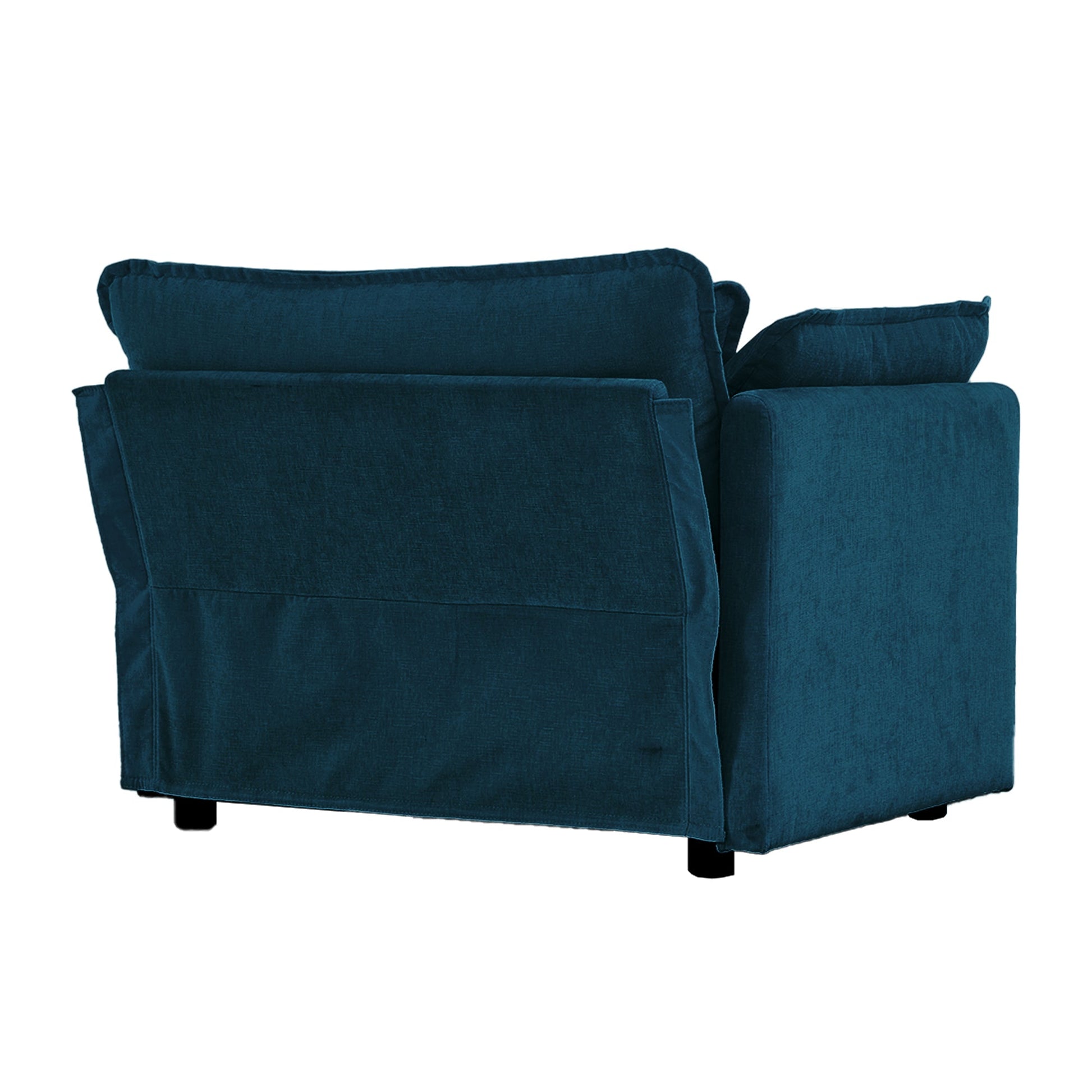 Comfy Deep Single Seat Sofa Upholstered Reading Armchair Living Room Chair Blue Chenille Fabric , 1 Toss Pillow - Korvel