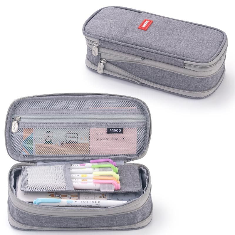 Macaron color block can transform into a large capacity upgraded pencil case stationery - Korvel