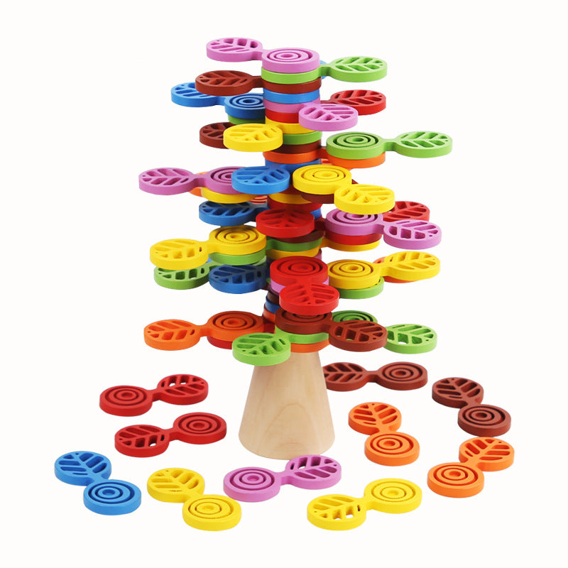 Stacking Tree Balance Building Blocks for Children's Puzzle, Stacking High, Stacking Music, Balance Tree Building, Wooden Toys, Parent Child Game - Korvel