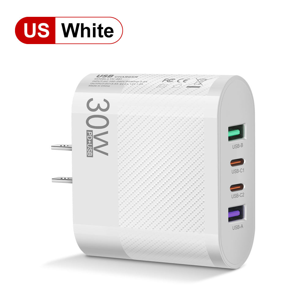 2USB Type-C 30W Mobile Phone Charger Multi Interface Travel Charging Head - Korvel