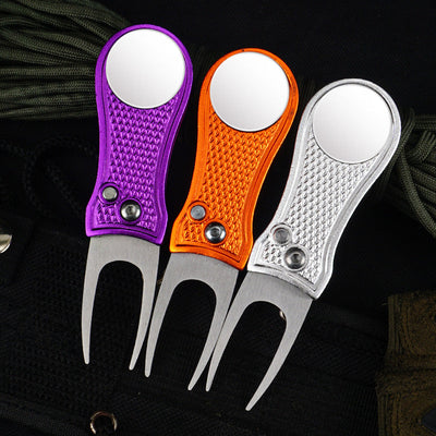 Golf Green Fork Aluminum Handle Folding Spring Repair Tool Gift New - Korvel