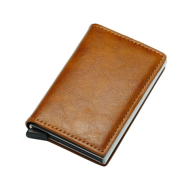 DIENQI Top Quality Wallet Men Money Bag Mini Purse Male Vintage Automatical Aluminium Rfid Card Holder Wallet Small Smart Wallet - Korvel