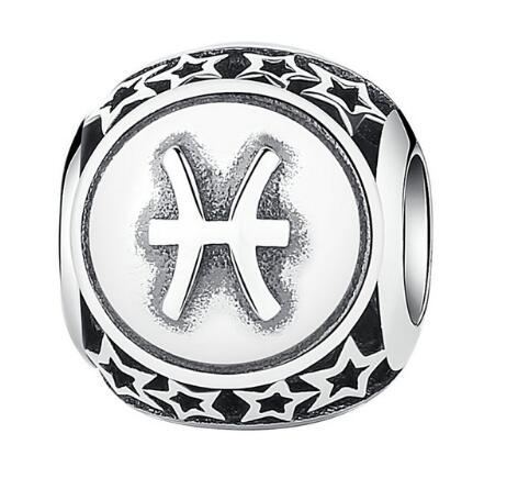BAMOER 925 Sterling Silver Aquarius Star Sign Zodiac Beads Charms fit Bracelets PSC048 - Korvel