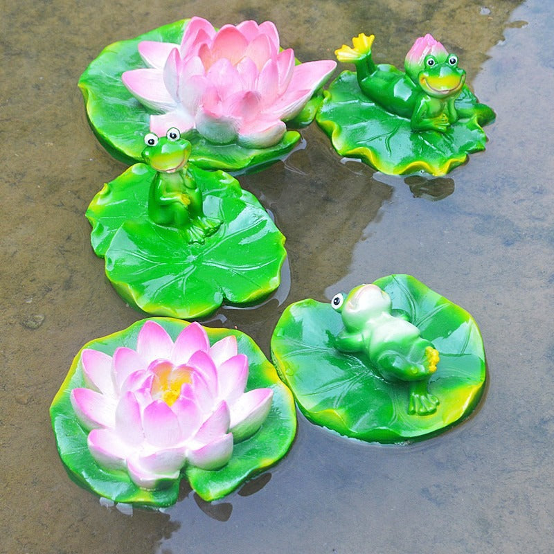 Floating Frog and Fish Pond Scenery Water Surface Decoration Water Fountain Resin - Korvel