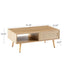 41.34" Modern Rattan Coffee Table with Sliding Door Storage