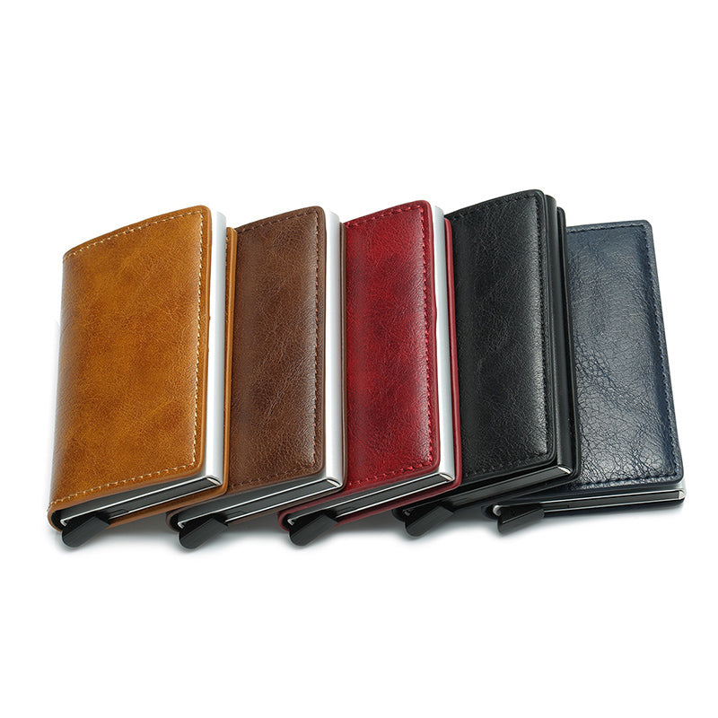 DIENQI Top Quality Wallet Men Money Bag Mini Purse Male Vintage Automatical Aluminium Rfid Card Holder Wallet Small Smart Wallet - Korvel