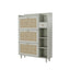Natural Bohemian style shoe cabinet with 3 rattan flip drawers, 3 square shelves, and 1 storage drawer, white - Korvel