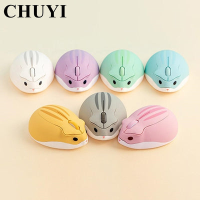 CHUYI Ratón Óptico Inalámbrico 2.4G - Diseño de Hamster Lindos