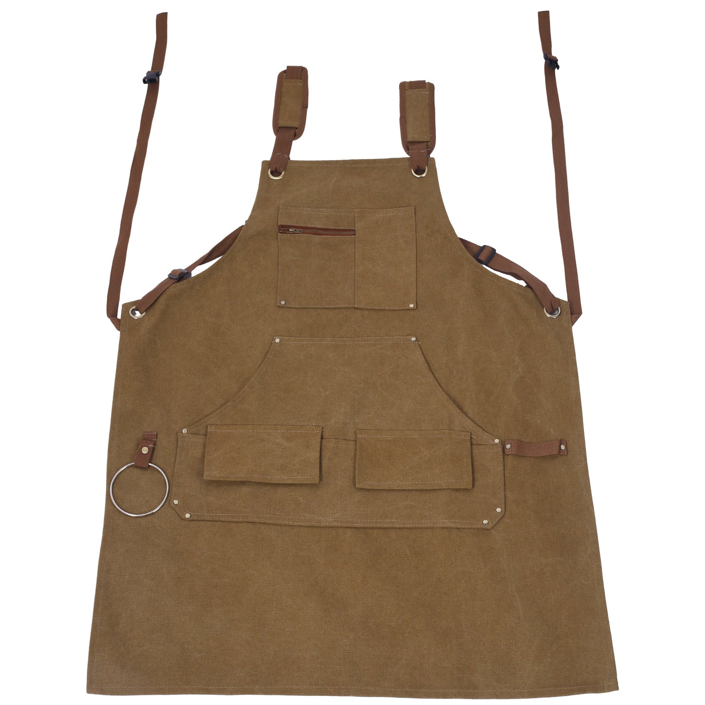 Long heavy-duty canvas tool apron, carpenter apron, carpenter 16 ounces, fully adjustable, no need for waxing - Korvel