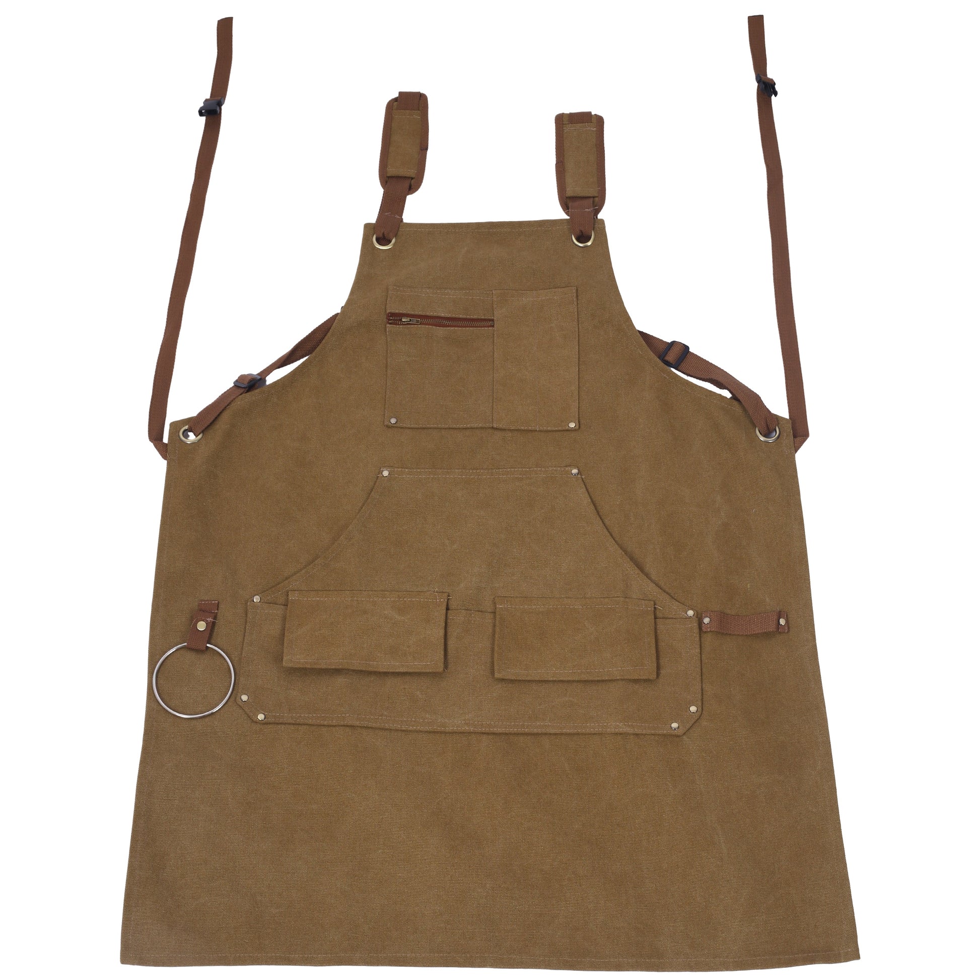 Long heavy-duty canvas tool apron, carpenter apron, carpenter 16 ounces, fully adjustable, no need for waxing - Korvel