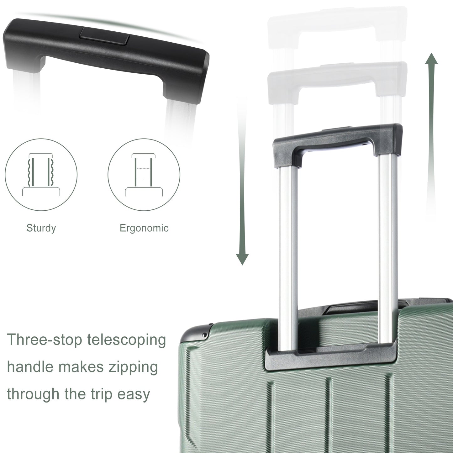 Hardshell Luggage Spinner Suitcase with TSA Lock Lightweight Expandable 24'' (Single Luggage) Green + ABS + 24 Inch - Korvel