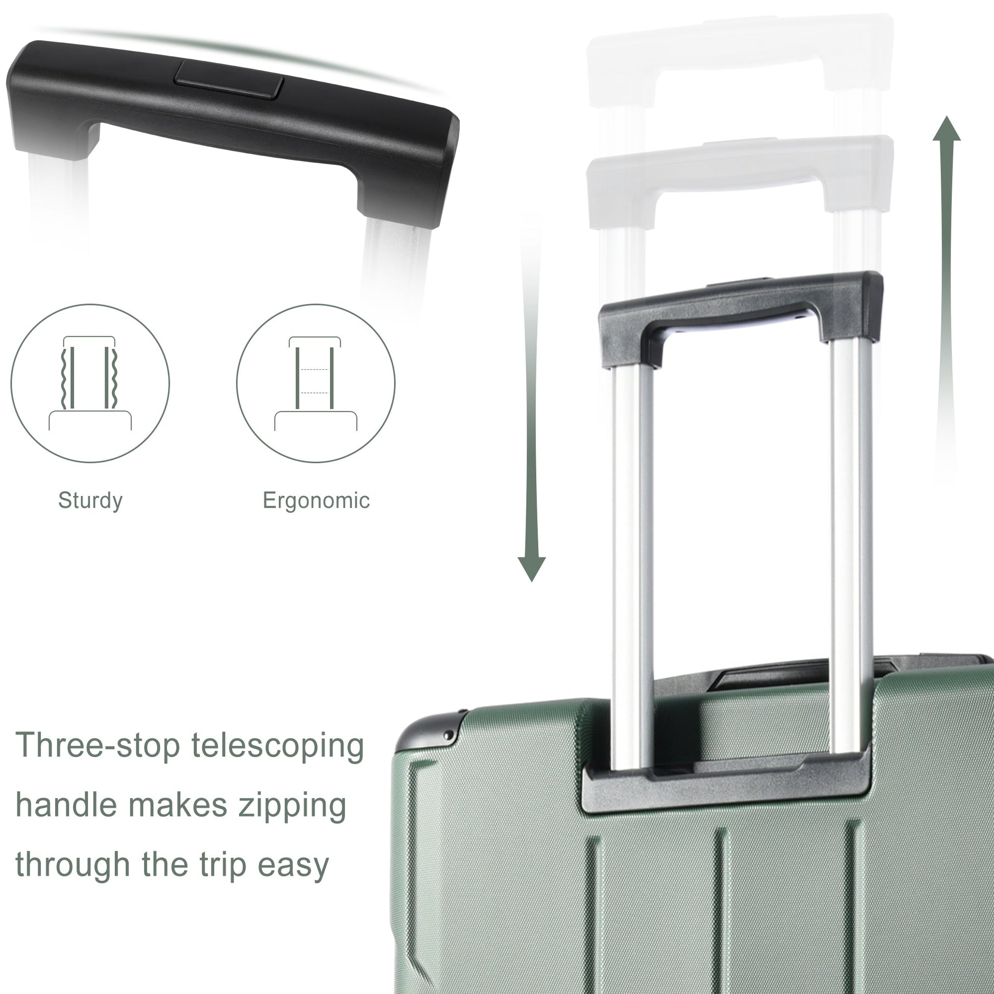 Hardshell Luggage Spinner Suitcase with TSA Lock Lightweight Expandable 24'' (Single Luggage) Green + ABS + 24 Inch - Korvel