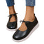 Round toe front strap solid color casual single shoe for women - Korvel