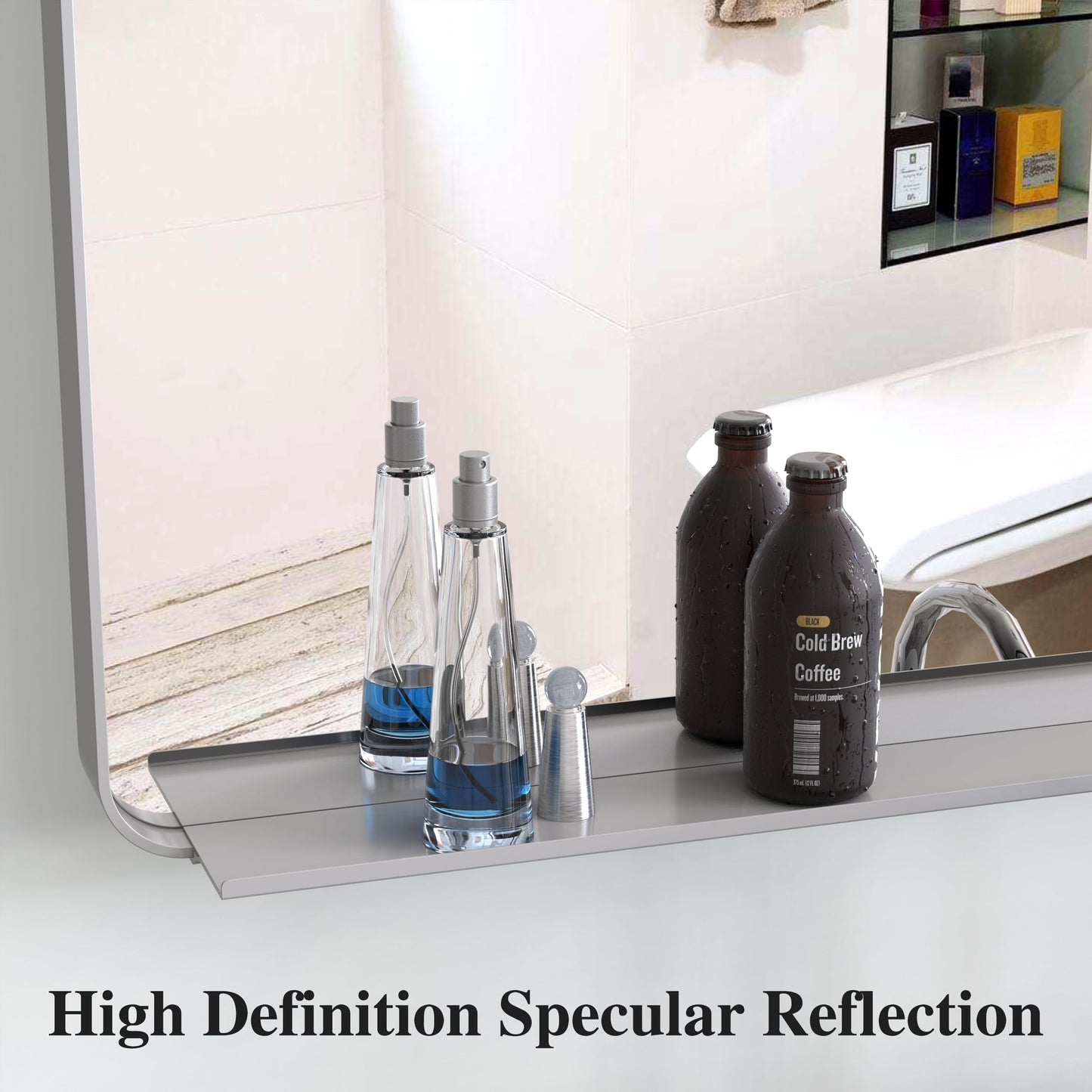 Large Movable Tray Bathroom Mirror with Aluminum Frame