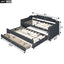 Twin Size Upholstered Daybed with Trundle and Three Drawers Grey - Korvel