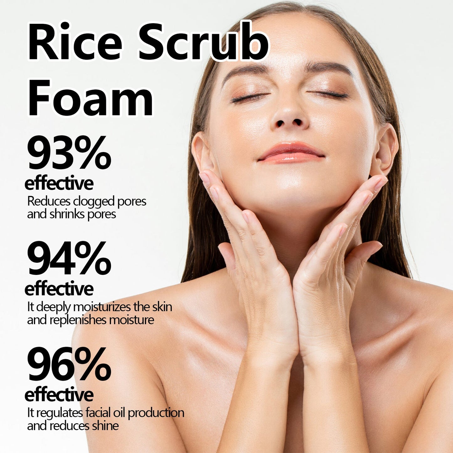 Rice Scrub Foam, Deeply Clean Firming Pores Repair Facial Dull Skin Shine White Face - Korvel