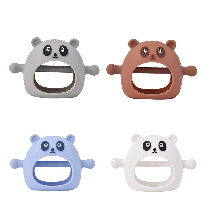 Baby Gloves Teething Rubber Silicone Baby Anti-Eating Hands Soothing Rattles Hand Ring Teething Stick Bite Toy - Korvel