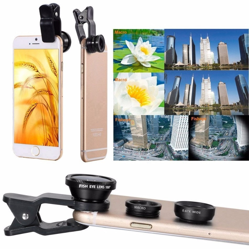 10 in 1 Kits 12x Zoom Telephoto Lens Fish eye Lens Wide Angle Macro Lenses Cell Phone Mobile Tripod - Korvel