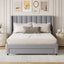 Full Size Storage Bed Velvet Upholstered Platform Bed with a Big Drawer - Gray - Korvel