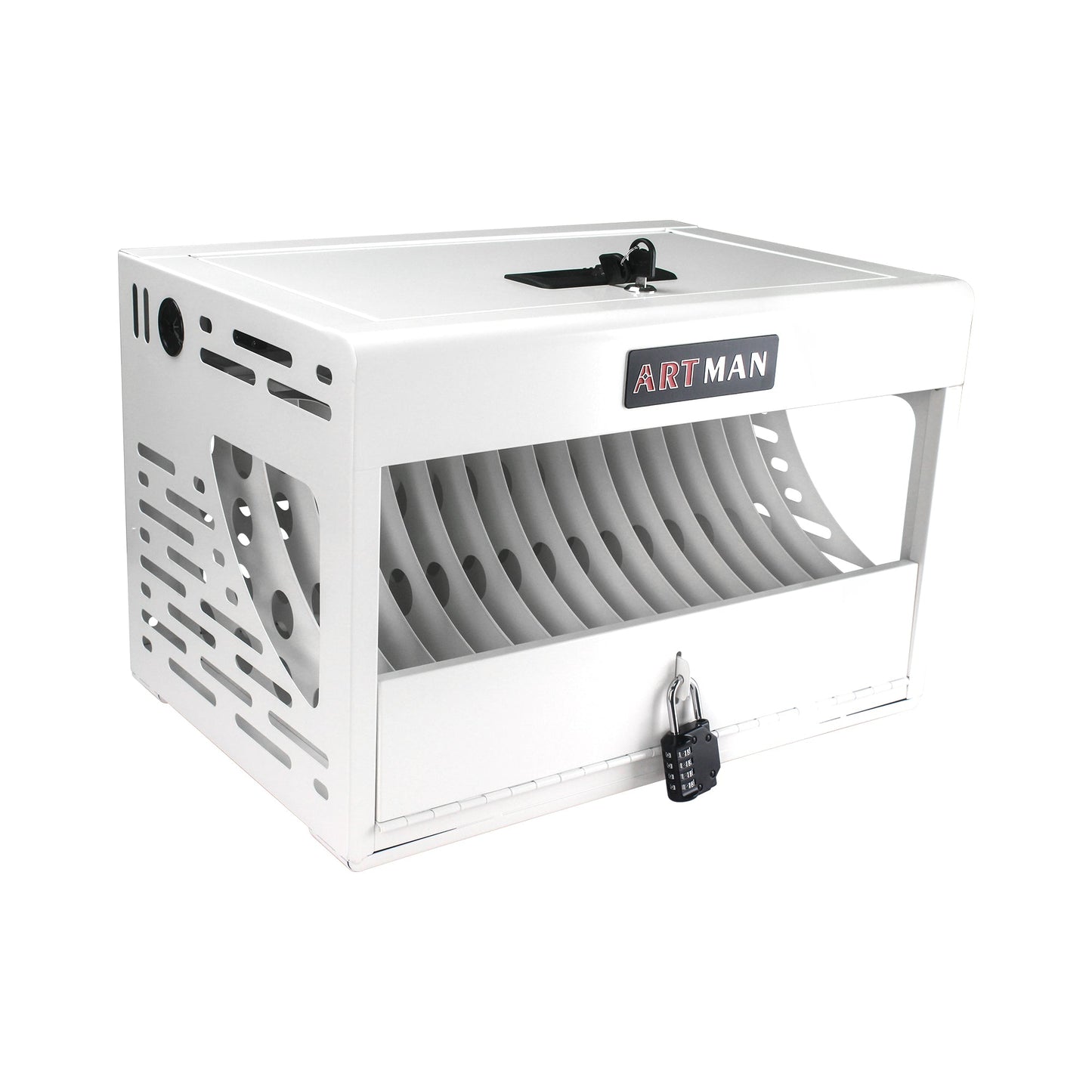 16 Bay Locking Charging Cabinet for Laptops and Chromebooks - White