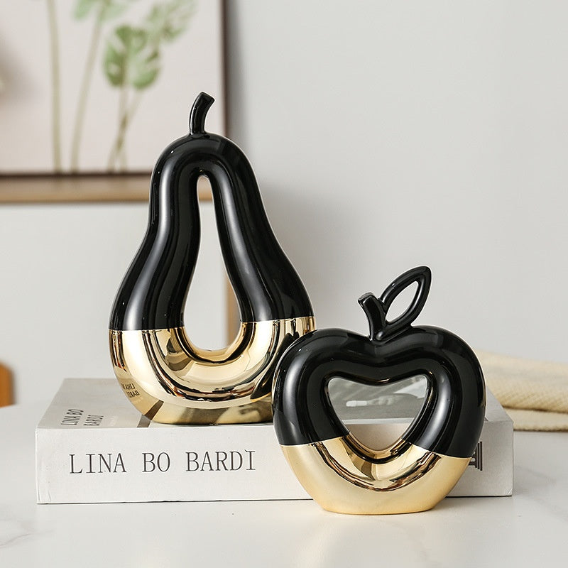 Modern Minimalist Gilded Apple Pear Creative Wine Cabinet Decorative Piece Luxury Home Living Room Entrance Ceramic Craft - Korvel